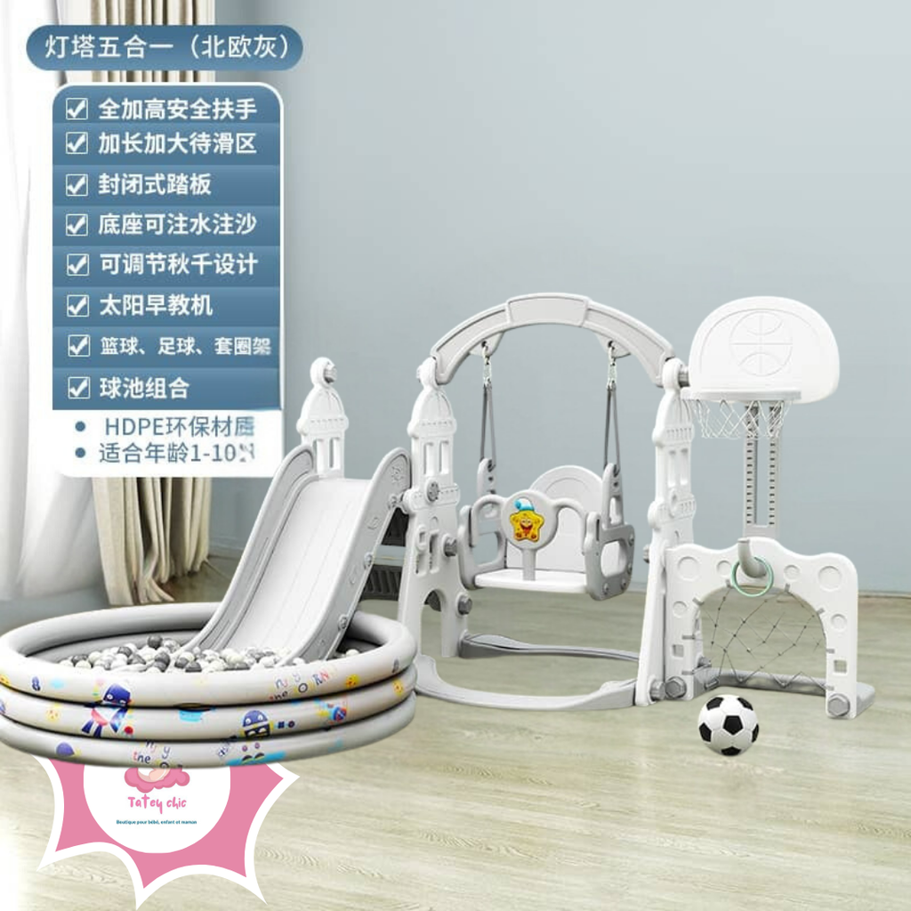 Balançoire toboggan (Gris)