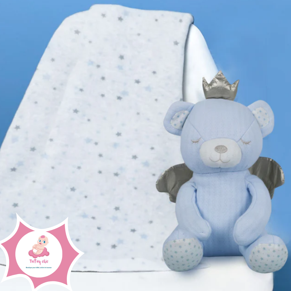 Couverture avec doudoune (Bleu)