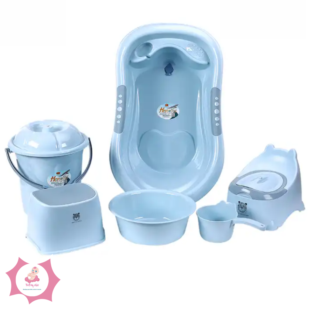 Baignoire 5pièces Baby set  (Bleu)